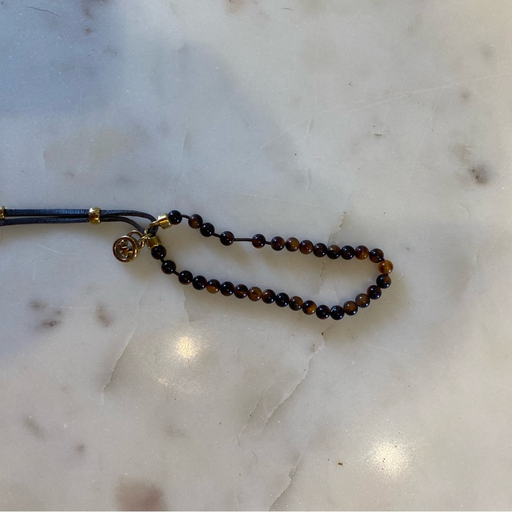 ❗️⚠️Michael Kors tortoise shell beaded stretch bracelet with leather toggle